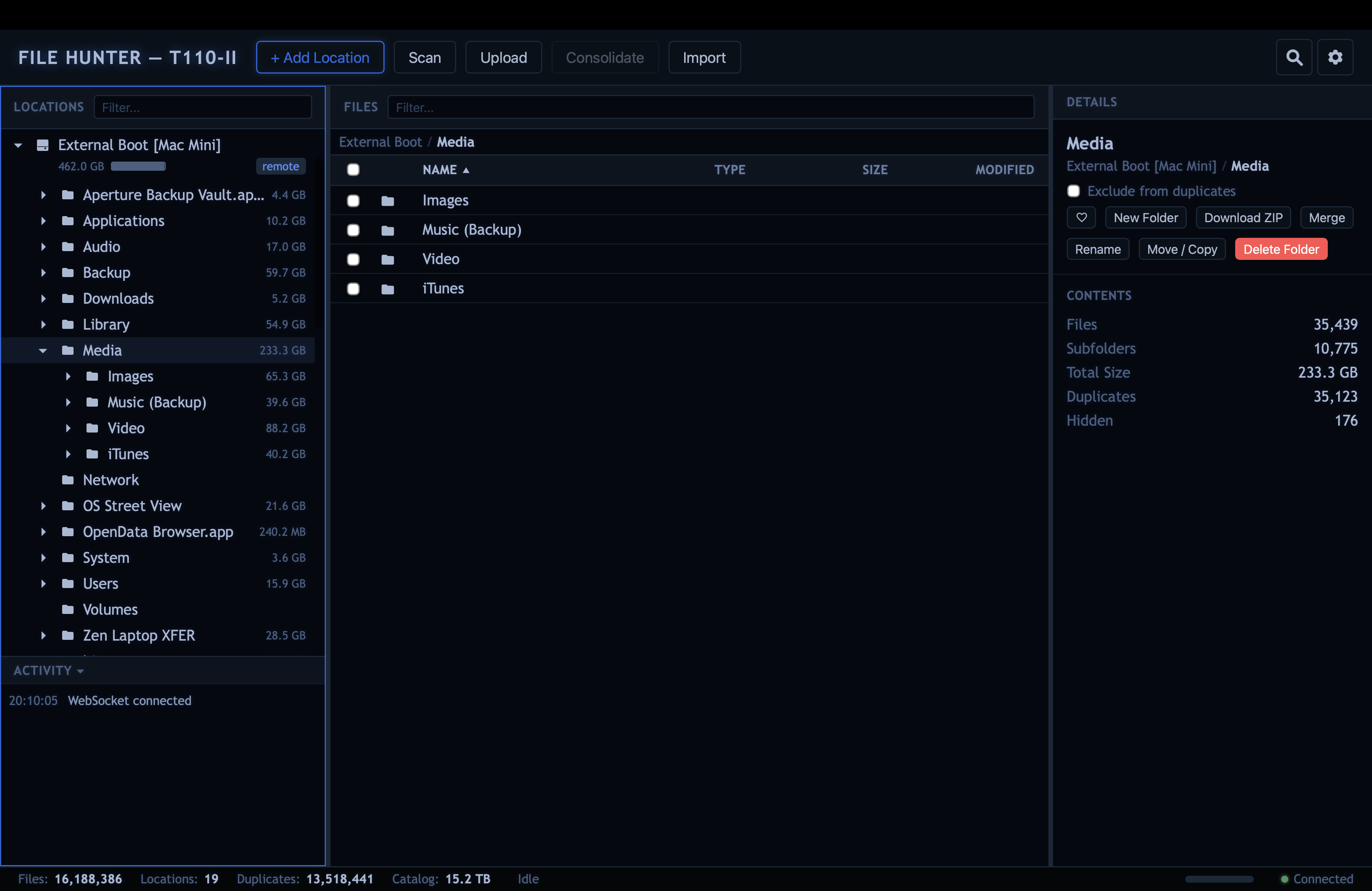 File Hunter · 16 million files across 19 locations